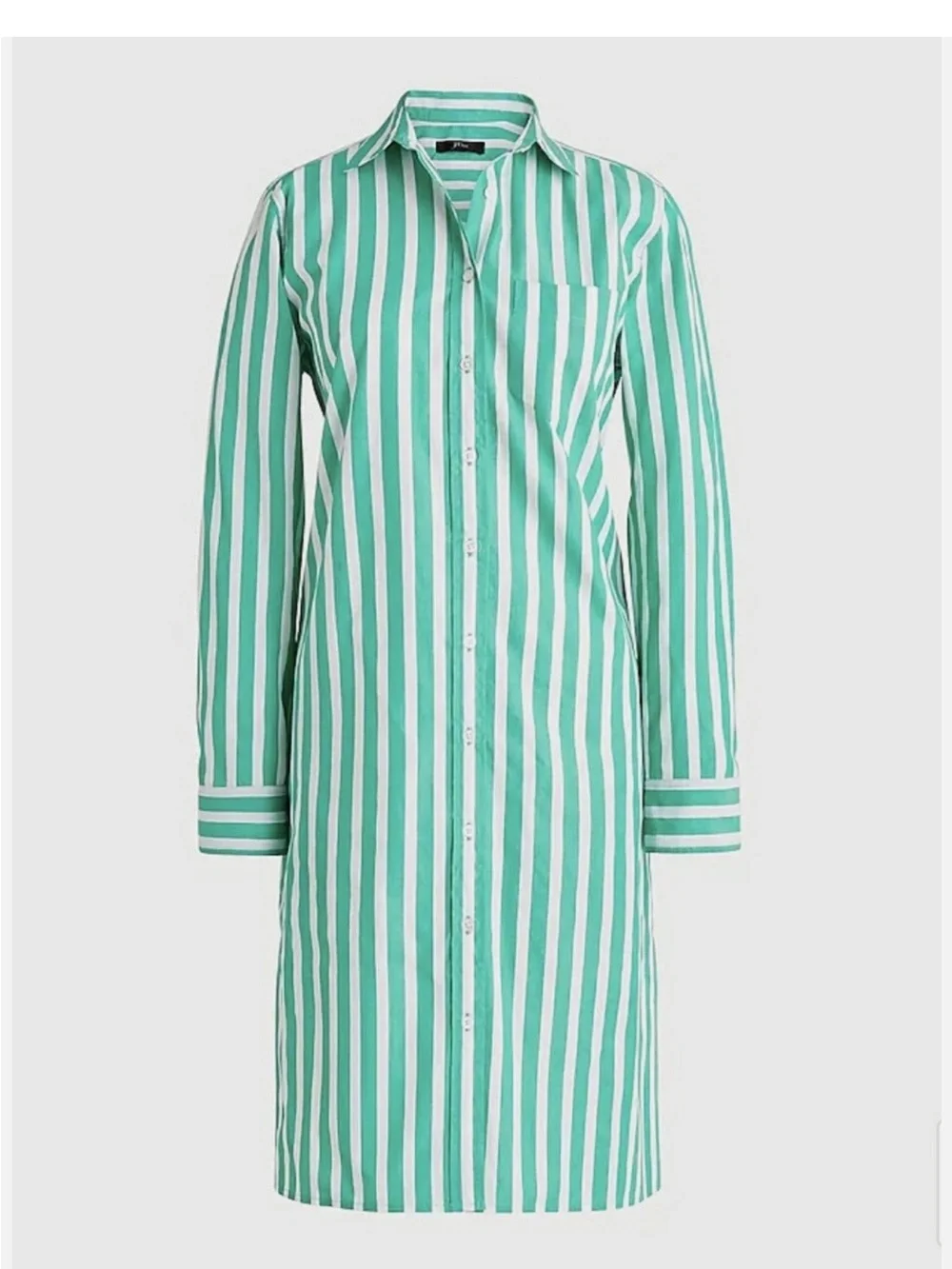 J. Crew Green stripped button down dress / cover-up Small